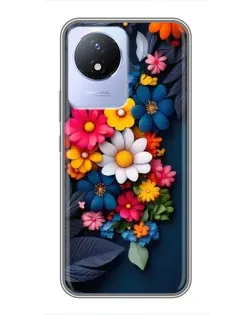 Чехол для Vivo Y02 с картинкой «Цветочная феерия»