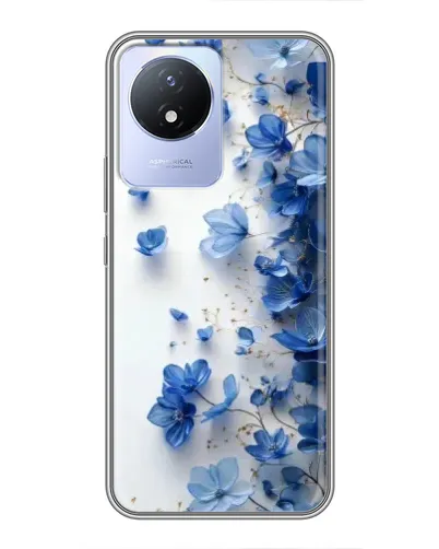 Чехол для Vivo Y02 с картинкой «Голубой цветочный каскад»