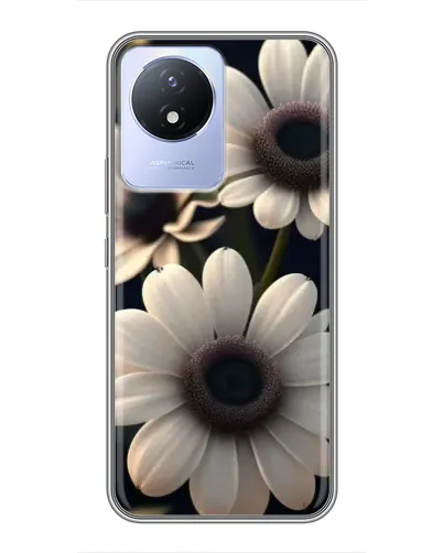 Чехол для Vivo Y02 с картинкой «Белые маргаритки макро»