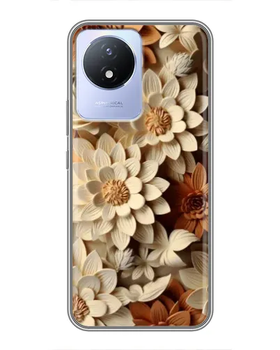Чехол для Vivo Y02 с картинкой «Бежевый флористический декор»