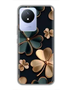 Чехол для Vivo Y02 с картинкой «Клевер в золоте»