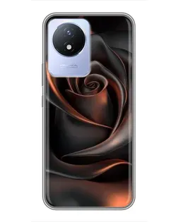 Чехол для Vivo Y02 с картинкой «Шелковая черная роза»