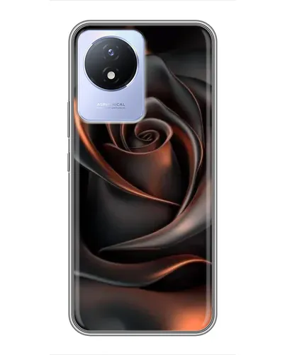 Чехол для Vivo Y02 с картинкой «Шелковая черная роза»