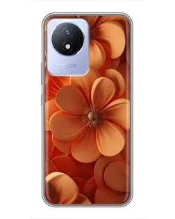 Чехол для Vivo Y02 с картинкой «Оранжевый макро цветок»