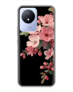 Чехол для Vivo Y02 с картинкой «Розовая ветка сакуры»