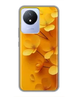 Чехол для Vivo Y02 с картинкой «Золотые лепестки»
