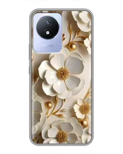 Чехол для Vivo Y02 с картинкой «Белие бумажние  цвети»
