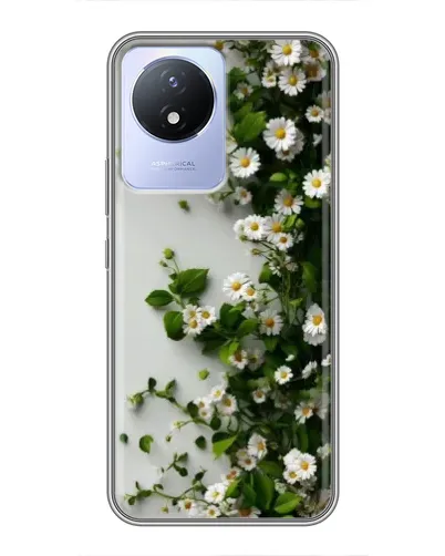 Чехол для Vivo Y02 с картинкой «Ветка мелких белых цветов»