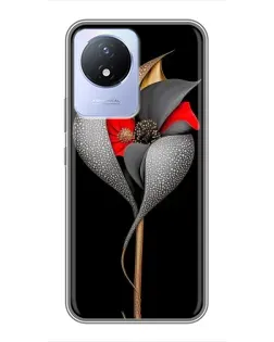 Чехол для Vivo Y02 с картинкой «Серебряный фантазийный цветок»