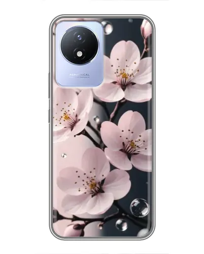 Чехол для Vivo Y02 с картинкой «Нежная сакура и капли» Чехол для Vivo Y02 с картинкой «Нежная сакура и капли»