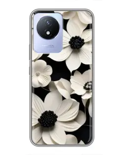 Чехол для Vivo Y02 с картинкой «Объемные белые цветы»