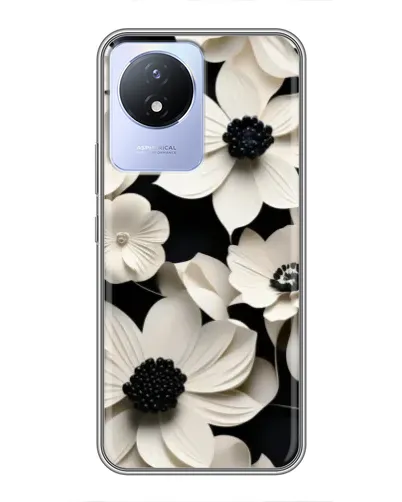 Чехол для Vivo Y02 с картинкой «Объемные белые цветы»