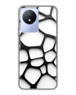 Чехол для Vivo Y02 с картинкой «Белая объемная сетка»