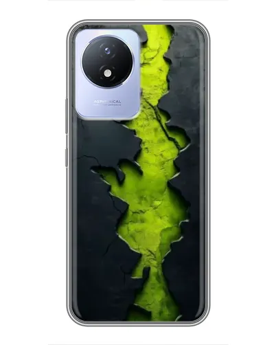 Чехол для Vivo Y02 с картинкой «Салатовый разлом скалы»