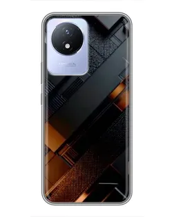 Чехол для Vivo Y02 с картинкой «Черные геометрические блоки»