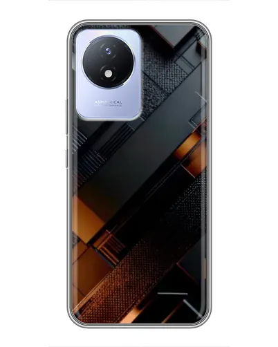 Чехол для Vivo Y02 с картинкой «Черные геометрические блоки»