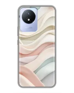 Чехол для Vivo Y02 с картинкой «Пастельные нежные волны»