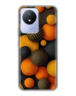 Чехол для Vivo Y02 с картинкой «Объемные оранжевые сферы»
