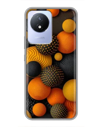 Чехол для Vivo Y02 с картинкой «Объемные оранжевые сферы»