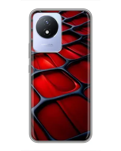 Чехол для Vivo Y02 с картинкой «Красная глянцевая сетка»
