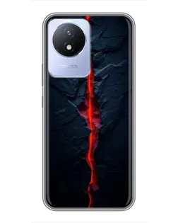 Чехол для Vivo Y02 с картинкой «Kрасная лавовая трещина»