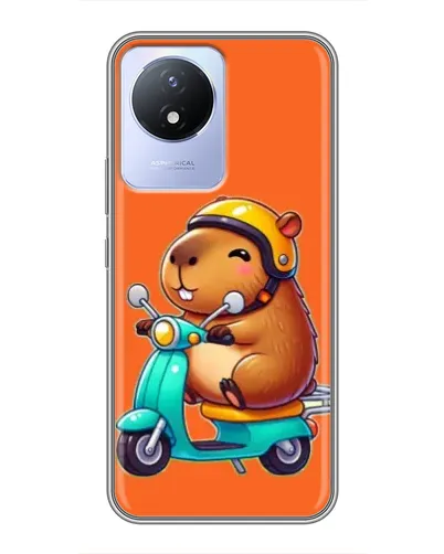 Чехол для Vivo Y02 с картинкой «Капибара на скутере»
