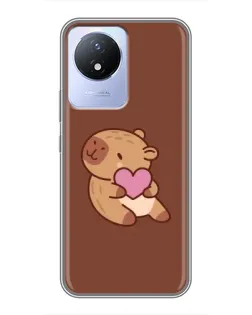 Чехол для Vivo Y02 с картинкой «Капибара с сердцем»