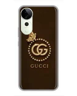 Чехол для Vivo Y04s с картинкой «Gucci — золотая бабочка»