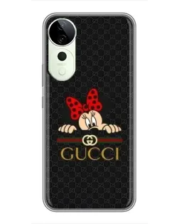 Чехол для Vivo Y04s с картинкой «Минни Маус Gucci — черный»