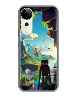 Чехол для Vivo Y04s с картинкой «Эндермен в лесу»