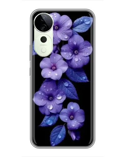 Чехол для Vivo Y04s с картинкой «Фиолетовые цветы с росою»