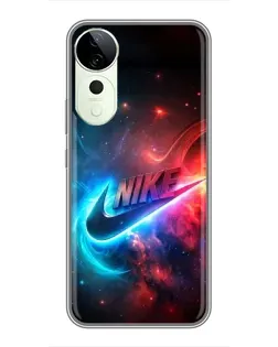 Чехол для ViVO Y05e с картинкой «Огненный логотип Nike»