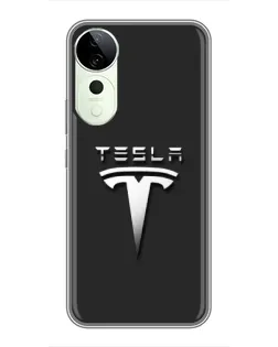 Чехол для ViVO Y05e с картинкой «Стальной логотип Tesla»
