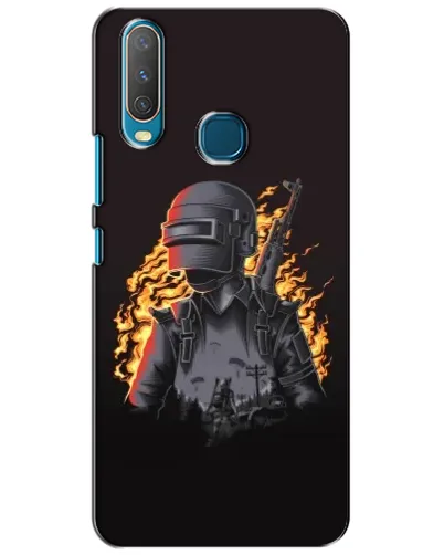 Чехол для Vivo Y15 с картинкой «PUBG — огненный силуэт»