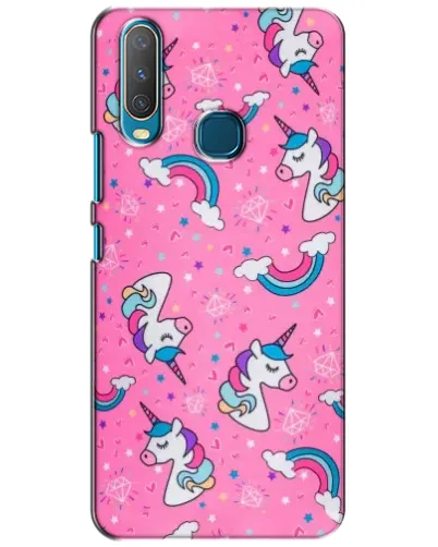 Чехол для Vivo Y15 с картинкой «Unicorn паттерн розовый»