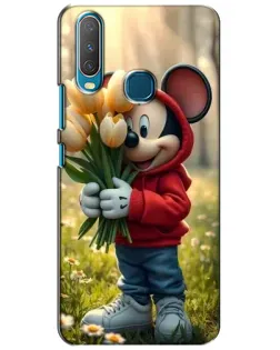 Чехол для Vivo Y15 с картинкой «Микки с тюльпанами»