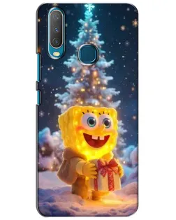Чехол для Vivo Y15 с картинкой «Рождественский Спанч Боб»