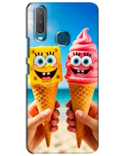 Чехол для Vivo Y15 с картинкой «Спанч Боб мороженое»