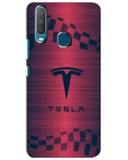 Чехол для Vivo Y15 с картинкой «Тесла красный карбон»