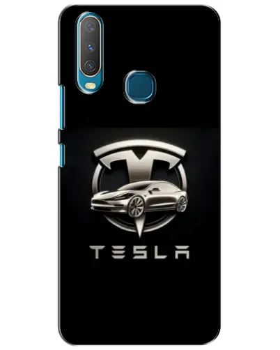 Чехол для Vivo Y15 с картинкой «Tesla — серебристое авто»