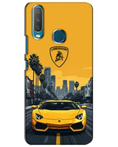 Чехол для Vivo Y15 с картинкой «Желтый Lamborghini город»