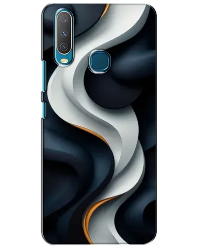 Чехол для Vivo Y15 с картинкой «Объемные черно-белые ленты»