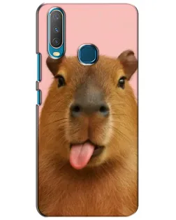Чехол для Vivo Y15 с картинкой «Капибара с языком»