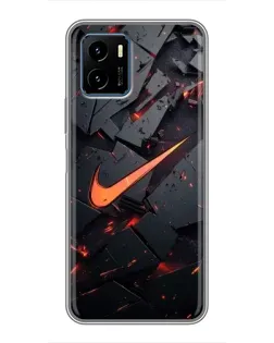 Чехол для Vivo Y15s с картинкой «Nike — эффект разломов»