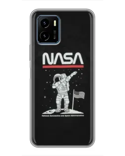 Чехол для Vivo Y15s с картинкой «NASA — шагаем по Луне»