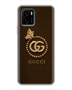 Чехол для Vivo Y15s с картинкой «Gucci — золотая бабочка»