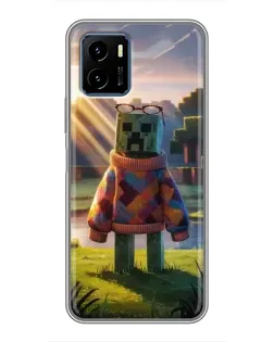 Чехол для Vivo Y15s с картинкой «Крипер в свитере»
