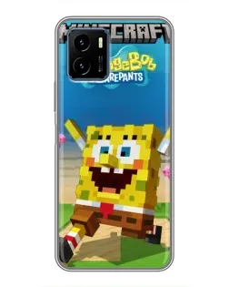 Чохол для Vivo Y15s з картинкою «Губка Боб Minecraft»