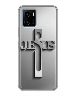 Чехол для Vivo Y15s с картинкой «Металлический крест Jesus»