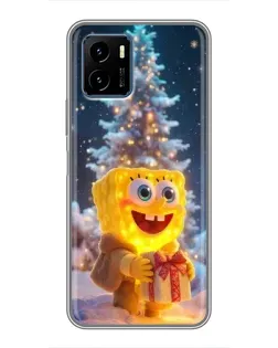 Чехол для Vivo Y15s с картинкой «Рождественский Спанч Боб»